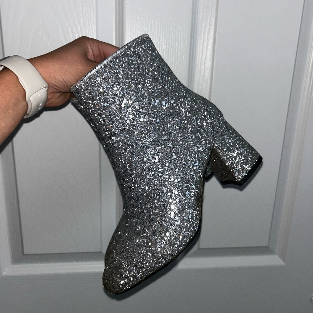 Silver Glitter Ankle Boots